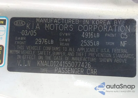 2005 Kia Amanti z USA, uszkodzony, nr VIN KNALD124155077426